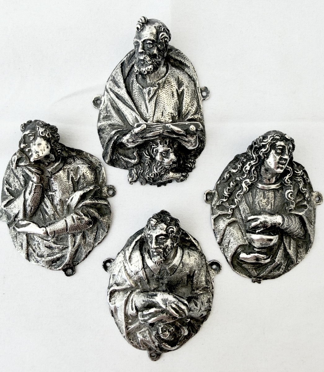 Venice, 1580–1650, Solid Silver, Four Medallions Depicting Processional Crosses, 