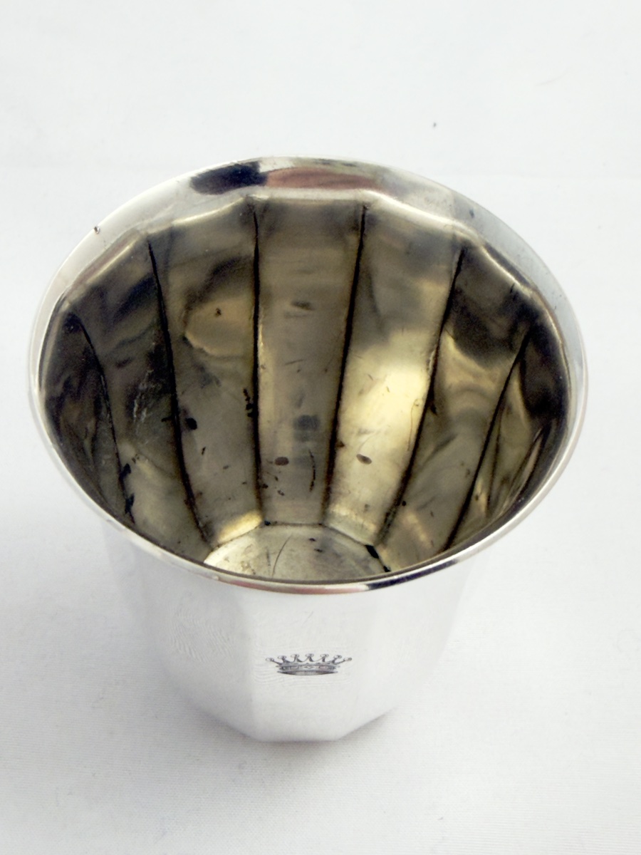 Wolfers Art Deco, Solid Silver Baptismal Cup, Brussels 1942–1969, Baron’s Crown-photo-3