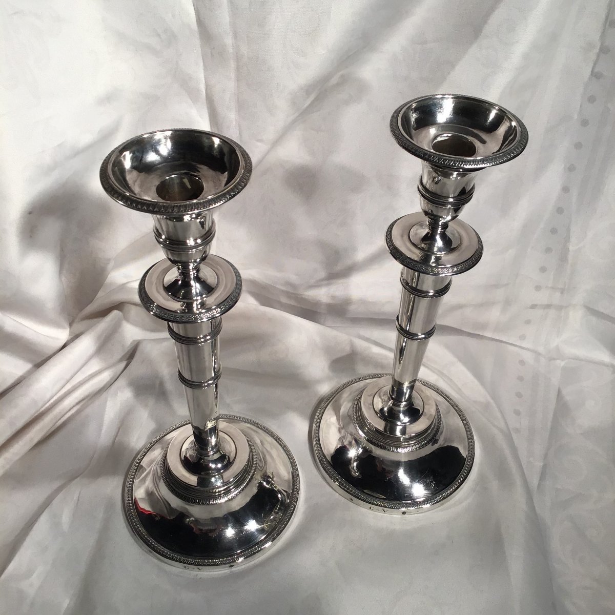 Pair Of Silver Candlesticks, Arras 1819-1838.-photo-4