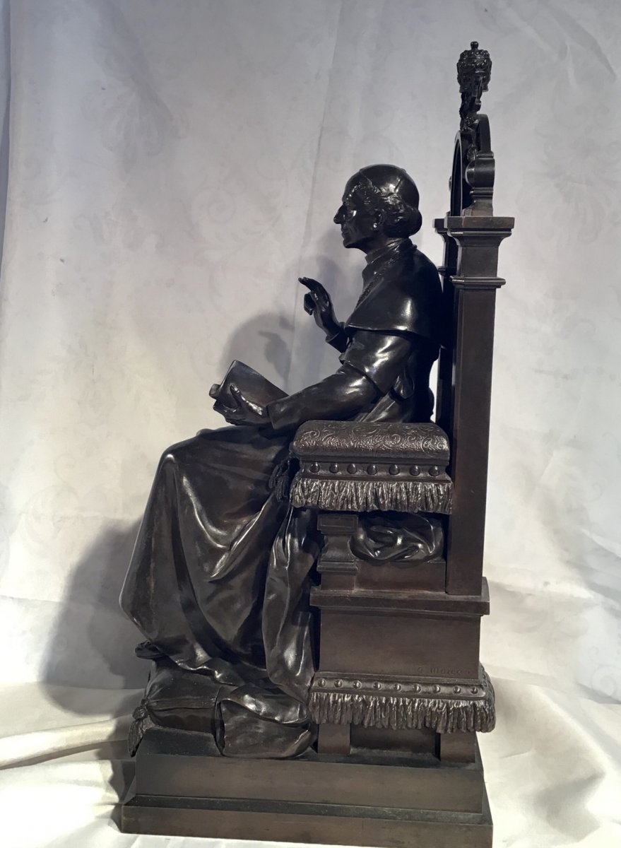 Statue En Bronze Du Pape Léon XIII Par A . Moureau,  Fondeur Longereau-photo-5