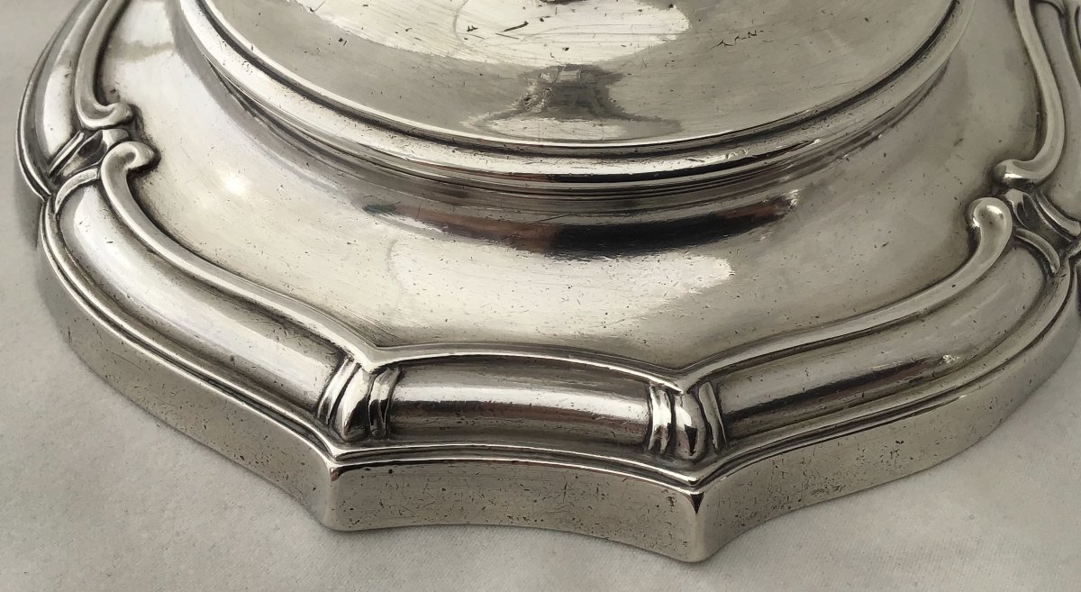 Pair Of Sterling Silver Candlesticks, Rennes 1762-photo-4