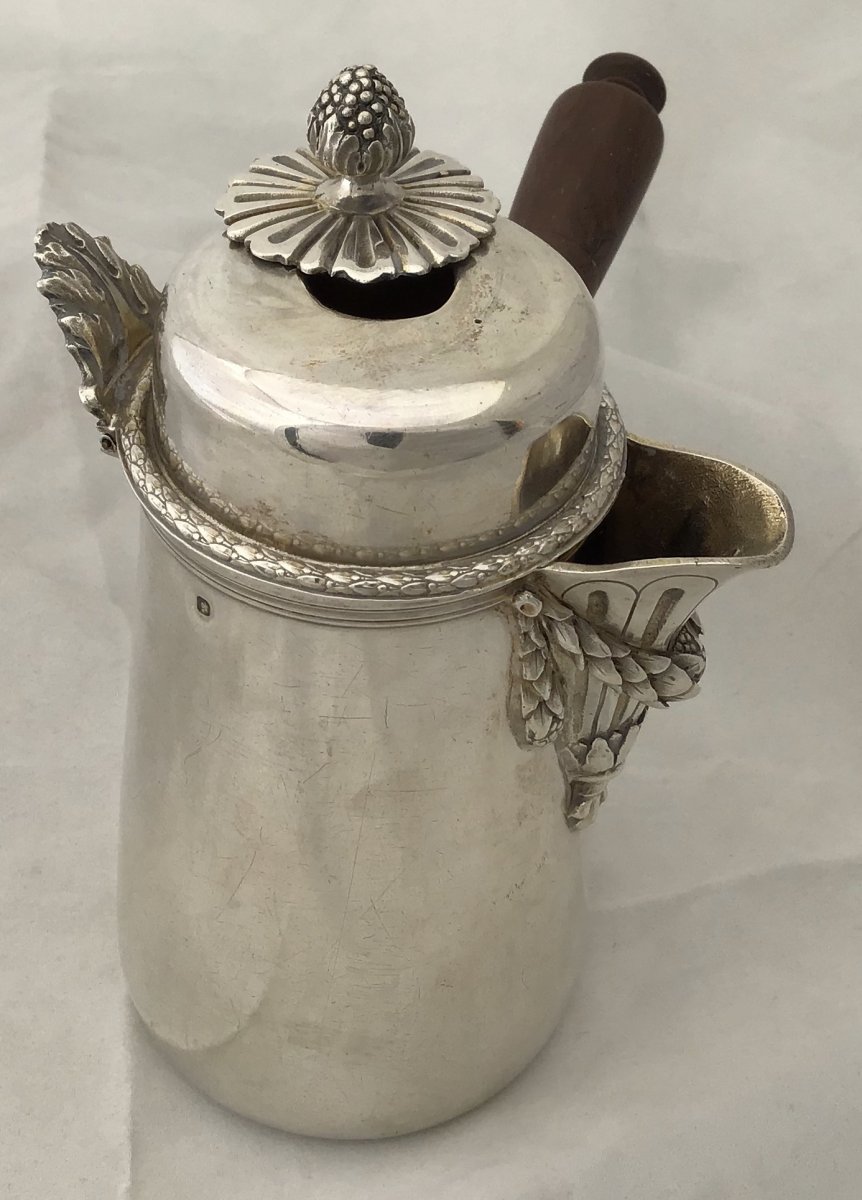 Sterling Silver Chocolat Pot, Louis Seize Style, France Late Nineteenth Century-photo-3