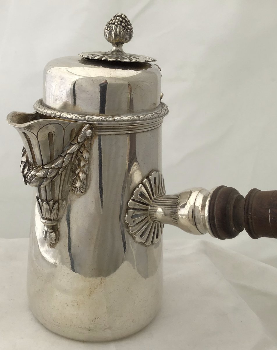 Sterling Silver Chocolat Pot, Louis Seize Style, France Late Nineteenth Century-photo-4