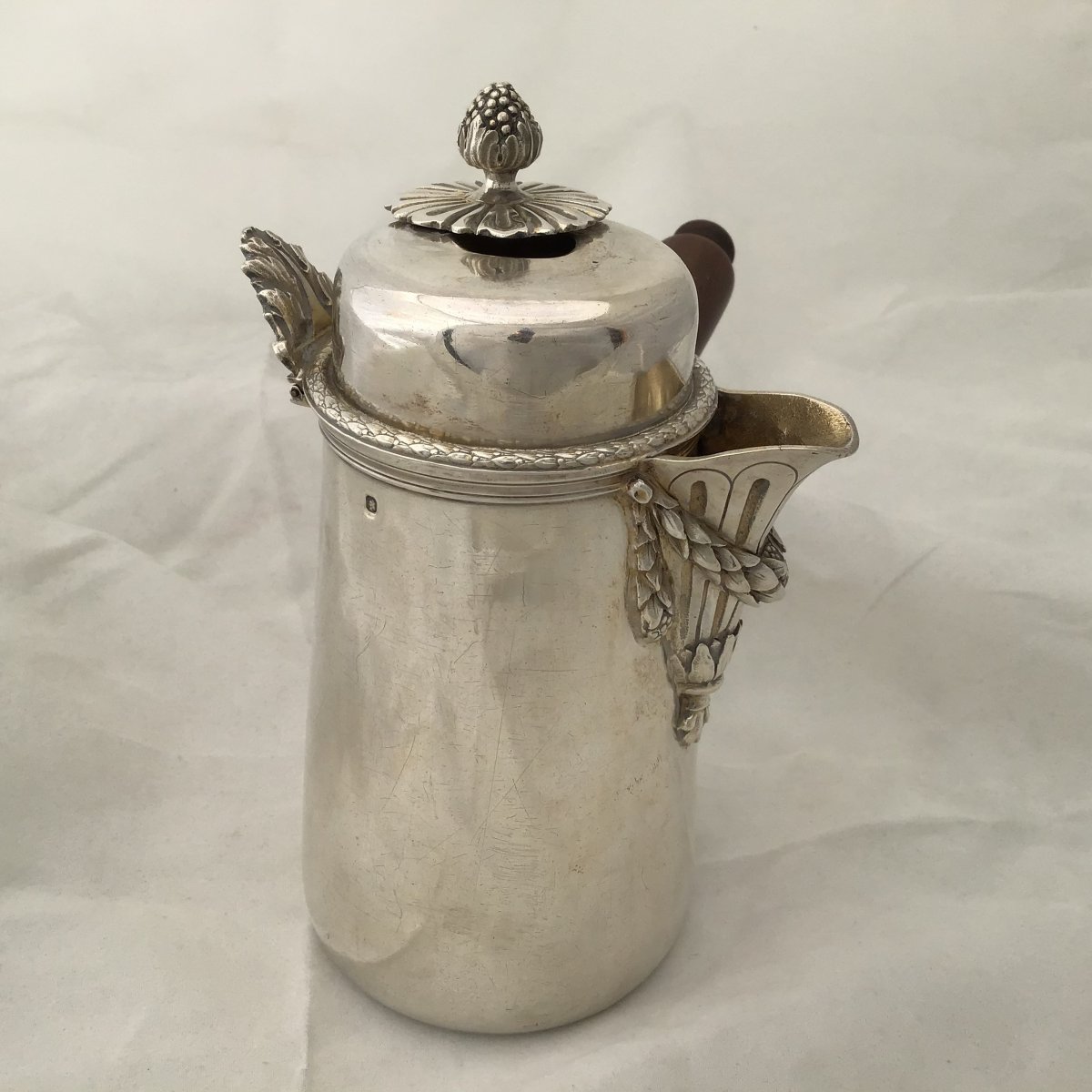 Sterling Silver Chocolat Pot, Louis Seize Style, France Late Nineteenth Century-photo-6