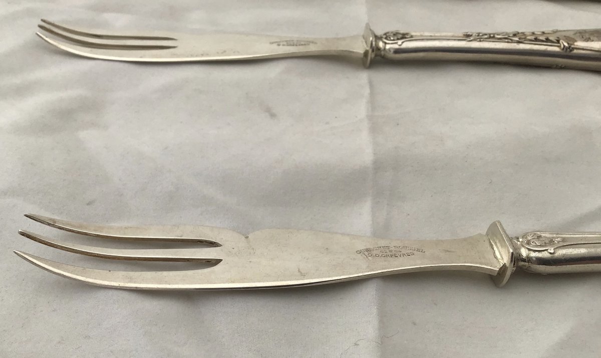  Twelve Sterling Silver Melon Forks By Puiforcat, Paris , End Of The Nineteenth Century -photo-6