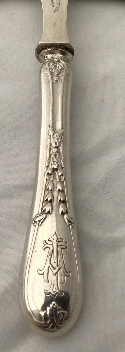  Twelve Sterling Silver Melon Forks By Puiforcat, Paris , End Of The Nineteenth Century 