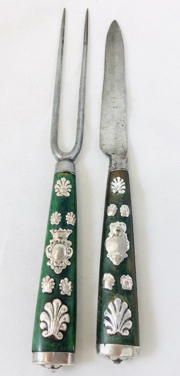 Couvert De Voyage, Italie Vers 1650-1700, Argent,ivoire Et Acier-photo-1
