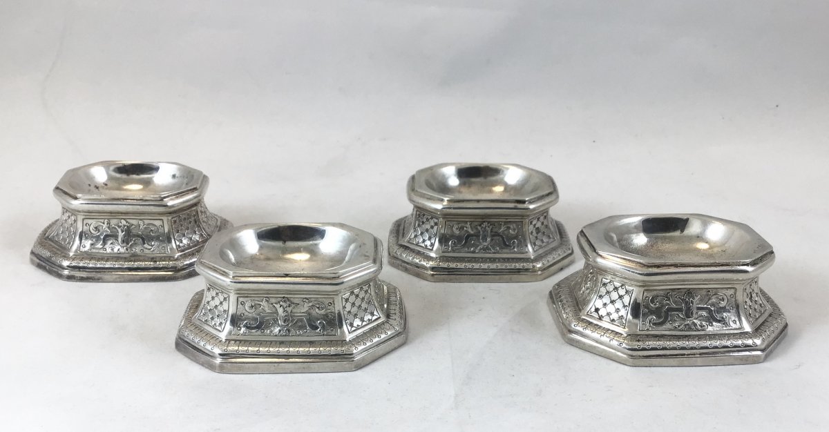 Four Silver Saltcellars, Aucoc, Paris, Late 19th Century-photo-1