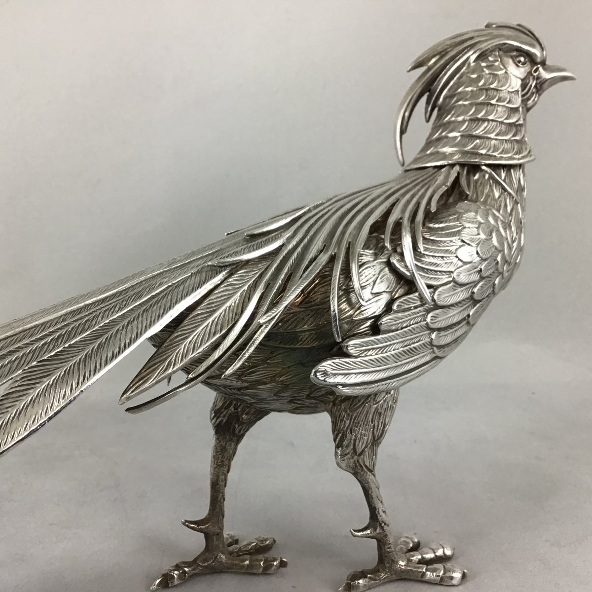 Pheasant In Sterling Silver, Spain Around 1960, Silver 916 \\%,-photo-1
