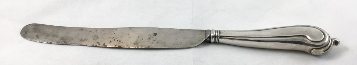 Sterling Silver Knife, XVIIIth Flanders, Stock Handle, Not Punched-photo-2
