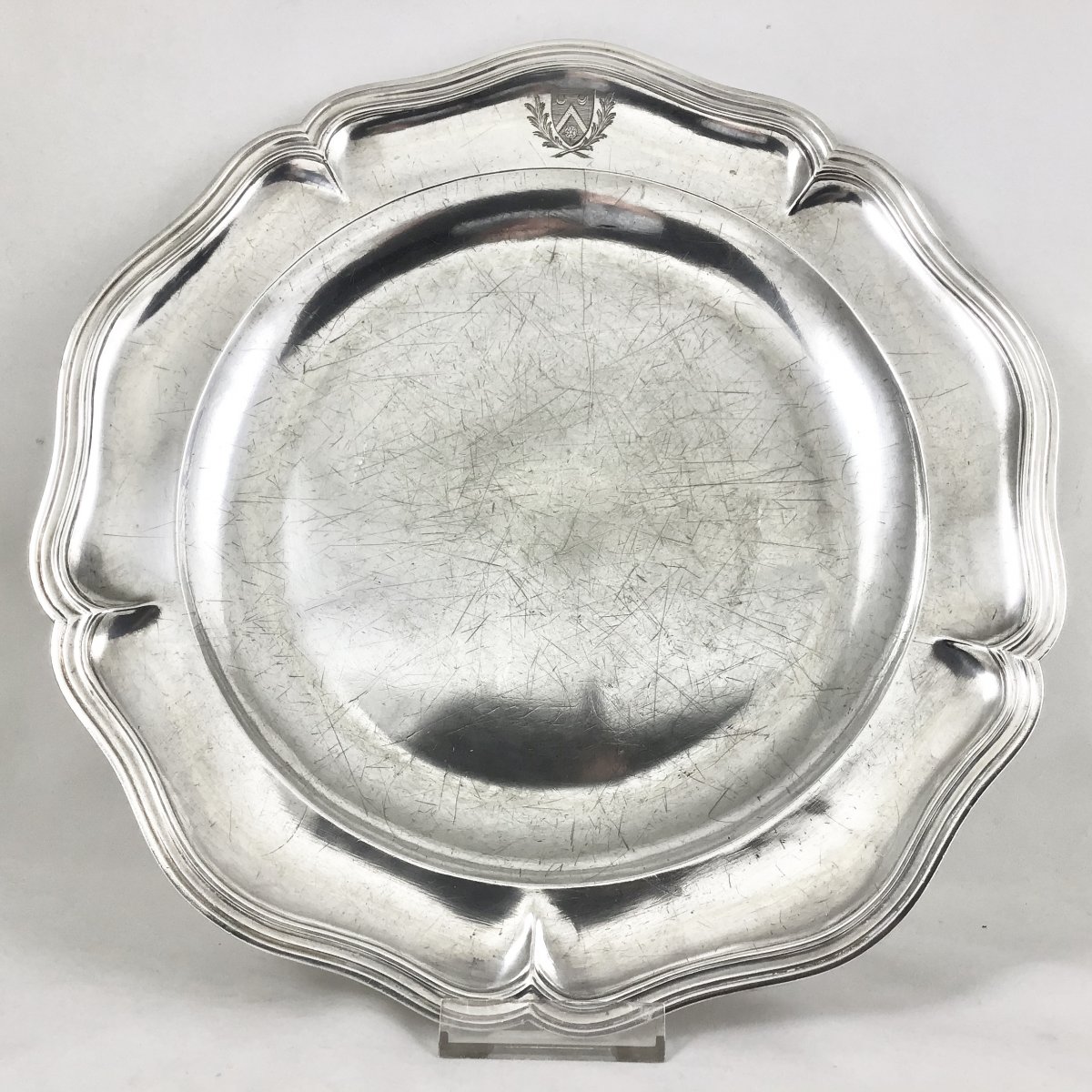 Silver Dish N’y Nicolas Levasseur, Reims 1768, Coat Of Arms Chossat De Montburon -photo-3