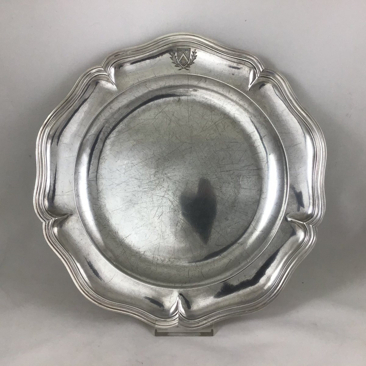 Silver Dish N’y Nicolas Levasseur, Reims 1768, Coat Of Arms Chossat De Montburon -photo-4