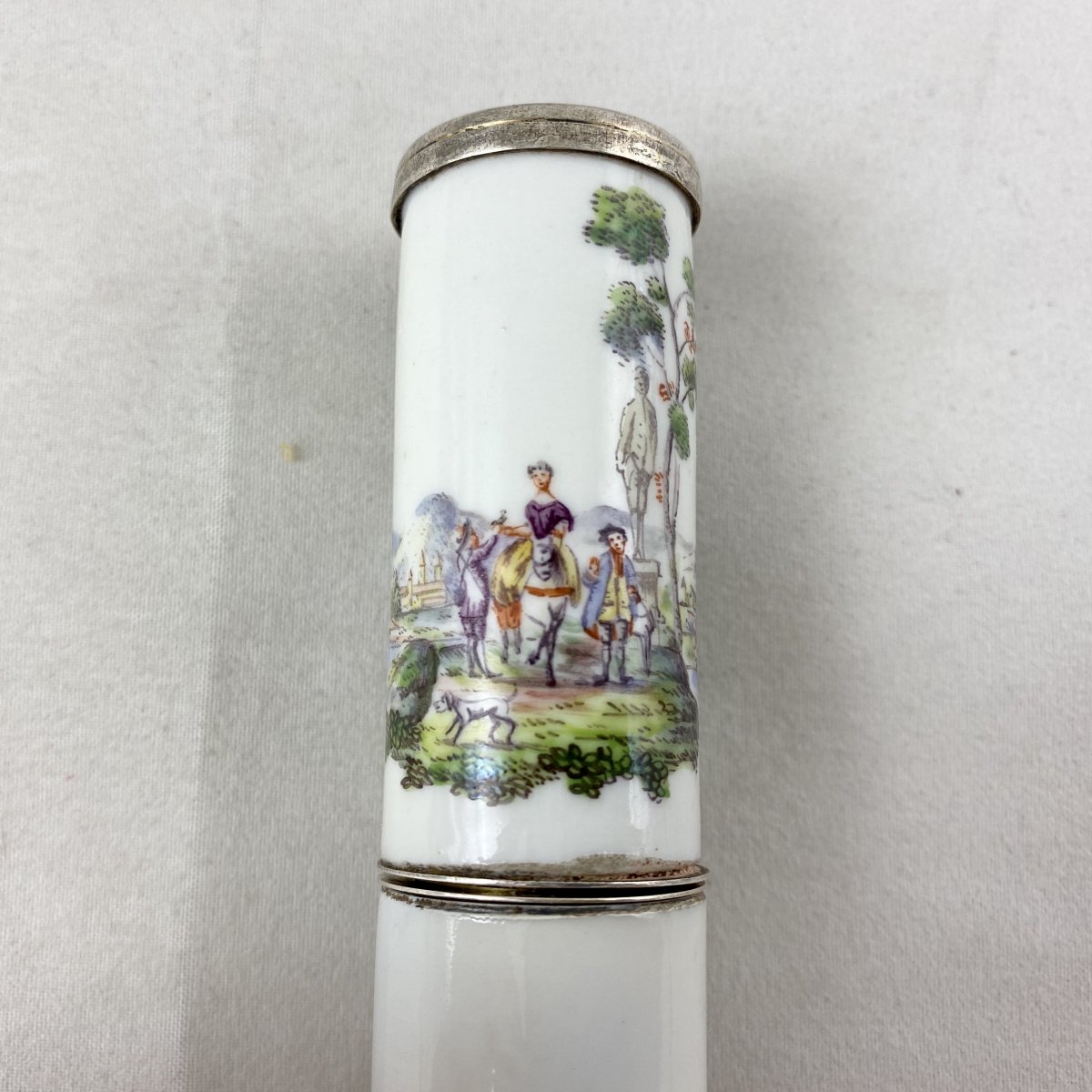 Étui à Message, “billet Doux”, Porcelaine De Meissen Et Argent Massif, France Vers 1870-photo-5