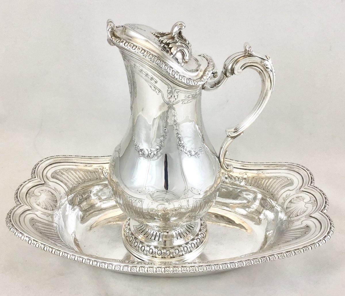Ewer And Its Basin Louis Seize, Paris 1781, Vancombert Joseph Théodore, Sterling Silver-photo-7