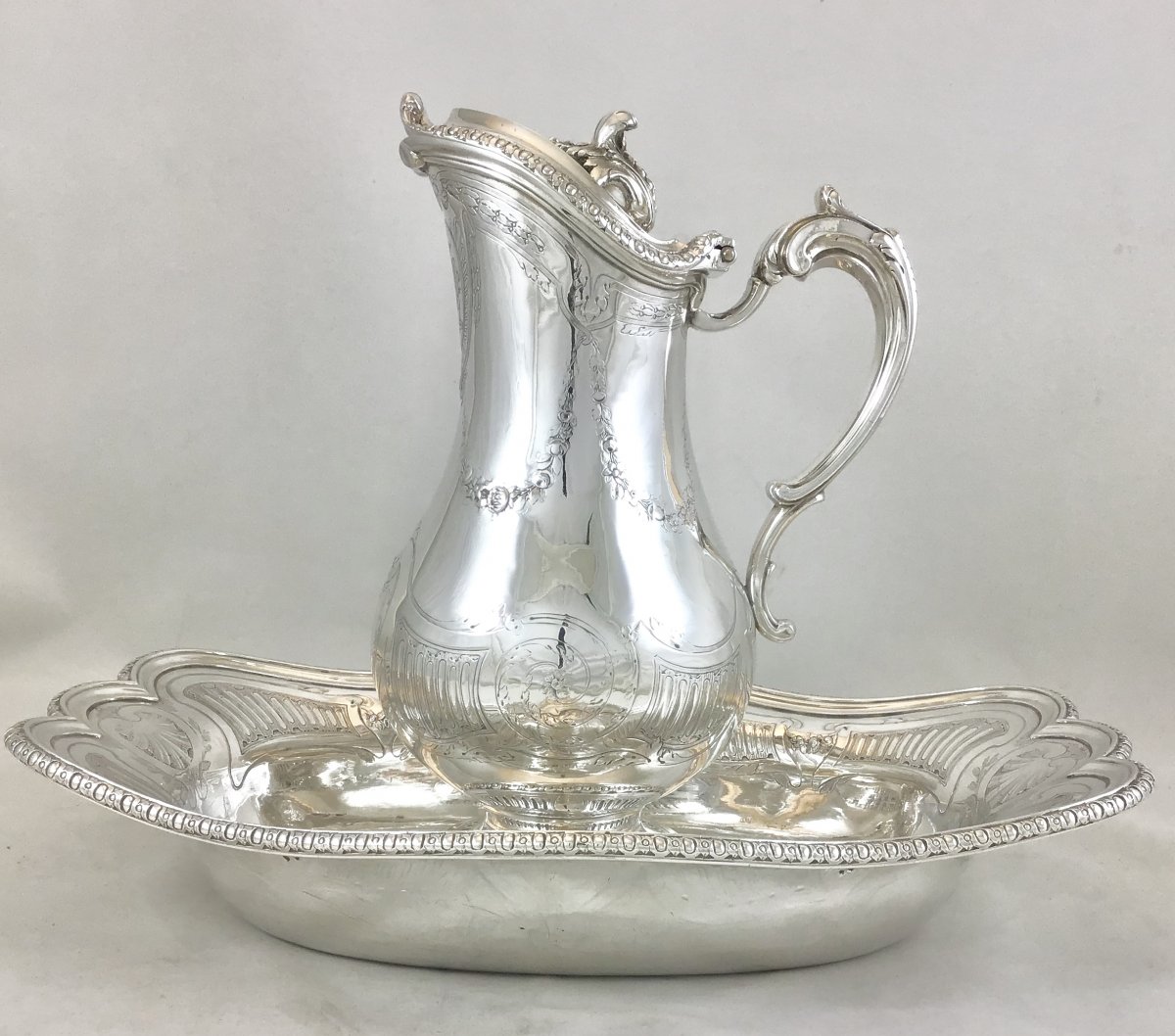 Ewer And Its Basin Louis Seize, Paris 1781, Vancombert Joseph Théodore, Sterling Silver-photo-5