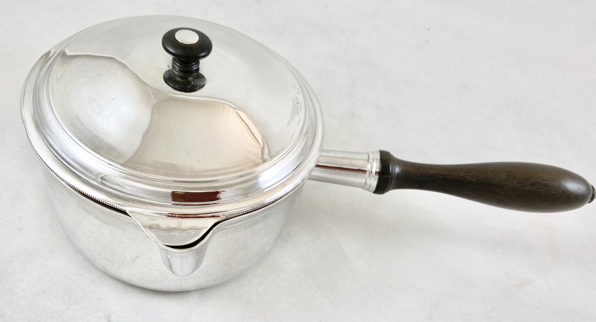 Casserole Couverte Napoleon III en Argent Massif et Ebène, France Vers 1850-photo-5