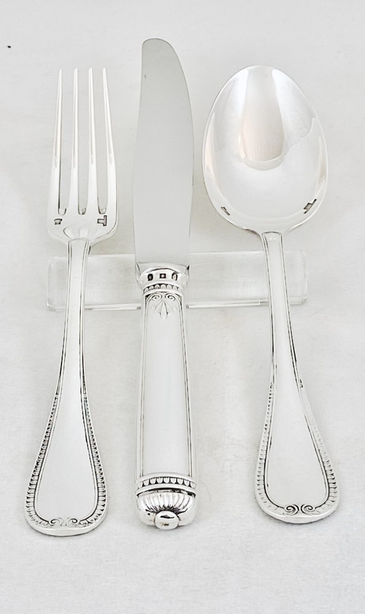 Christofle Cutlery Set “malmaison” , 127 Pieces, 12 Place Settings,complete -photo-1