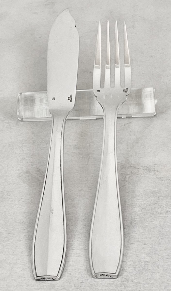 Large Canteen Christofle “atlas”, Art Deco, Drawn By Luc Lanel Around 1930, Cutlery Service-photo-2