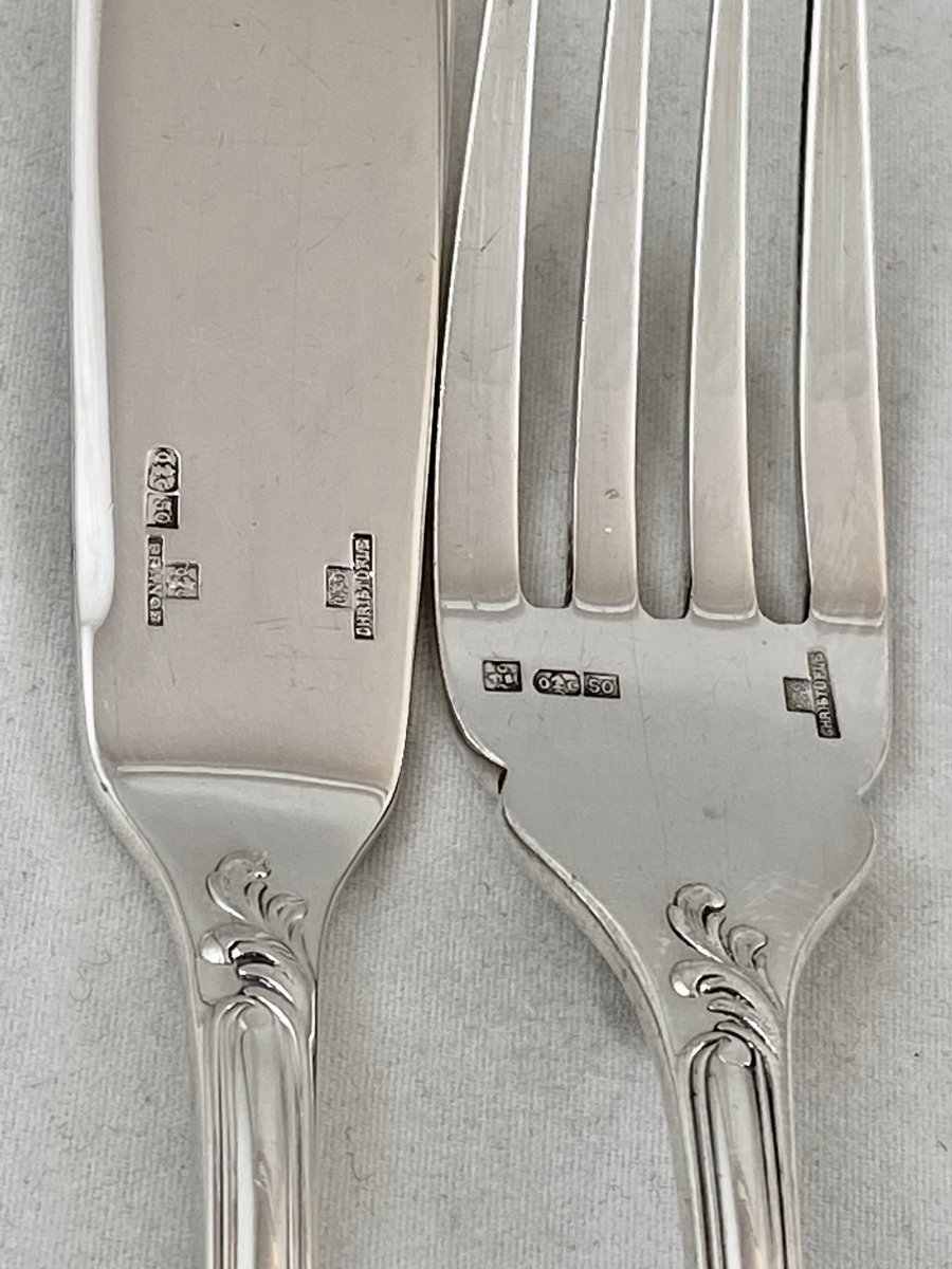 Large Canteen Of Cutlery  “marly” By Christofle, Complete For 12 Place Settings-photo-1
