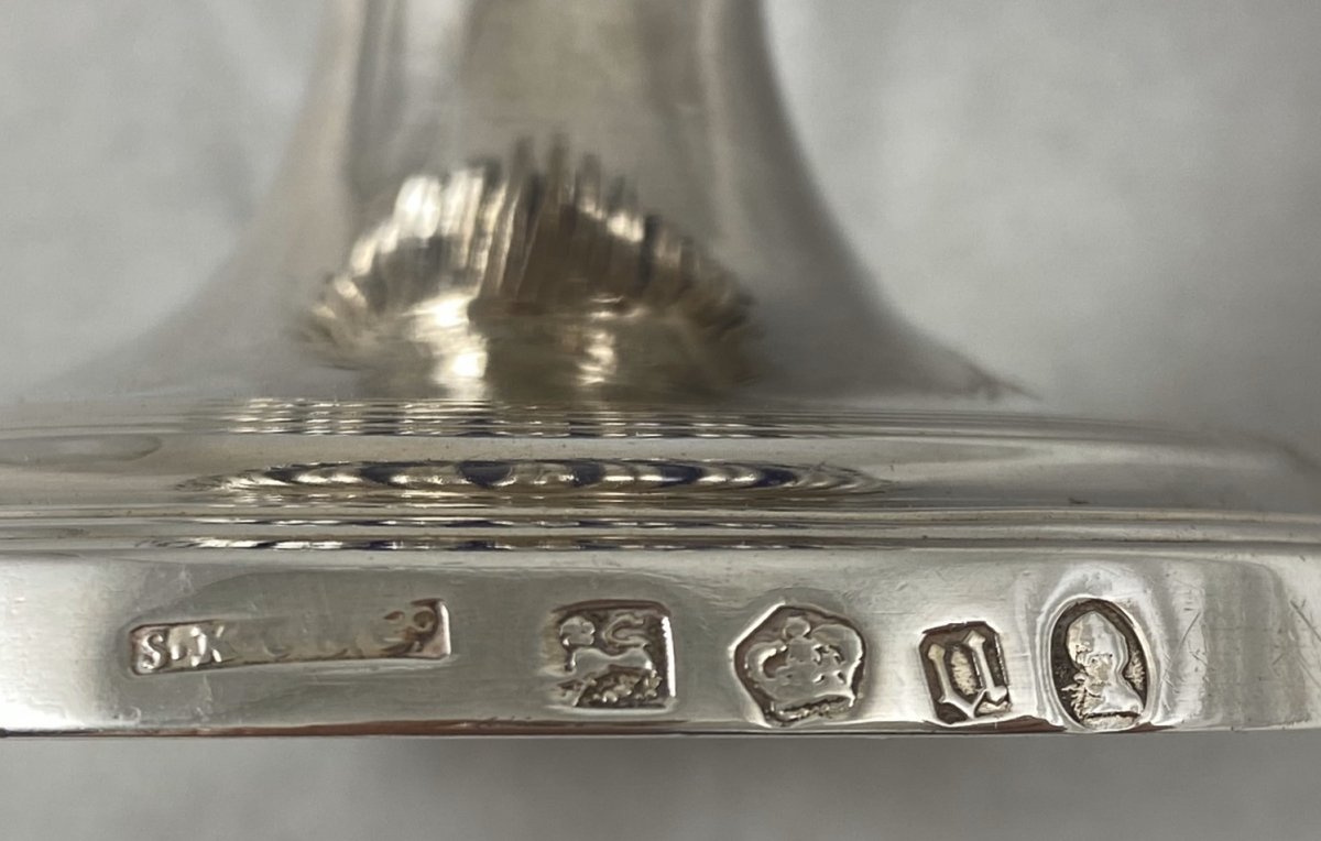 Confiturier George III, 1792 Sheffield, Argent Massif  et cristal bleu-photo-4