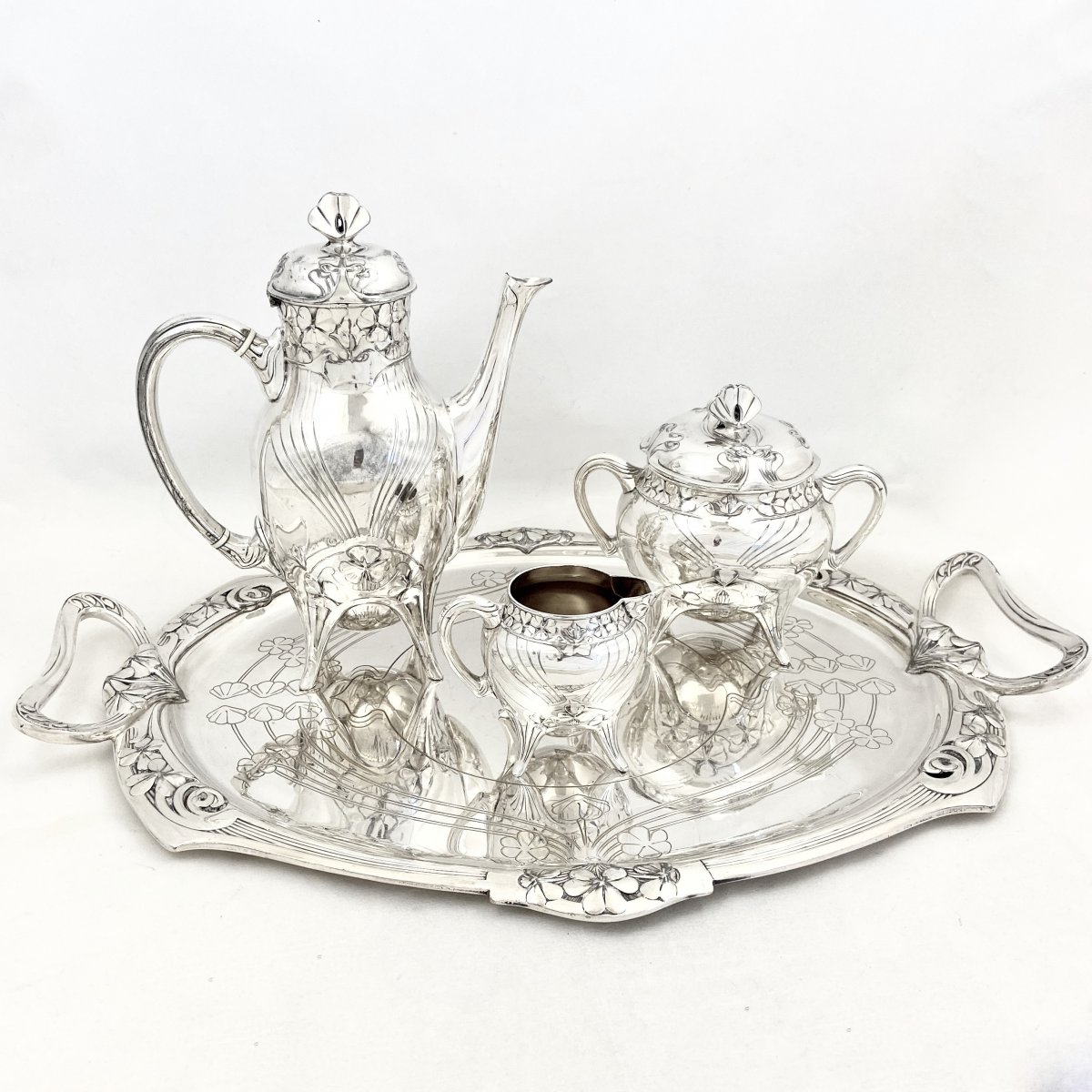 Coffee Set, Art Nouveau , Christofle, Gallia, Silver Plated 
