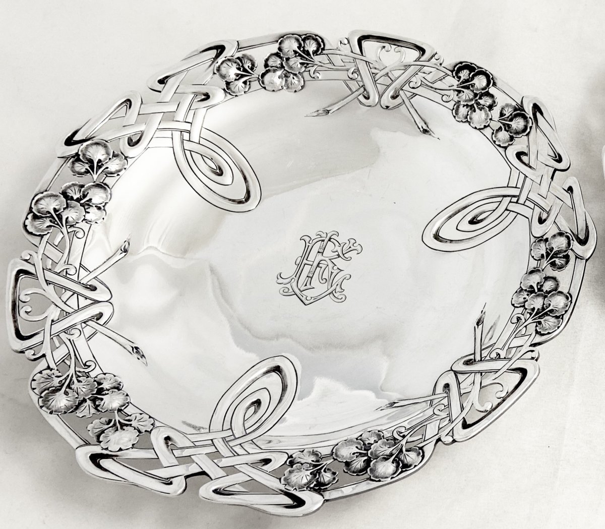 Pair Of Art Nouveau Prentation Dishes , Sterling Silver, France 1890-1900, Alphonse Debain-photo-4