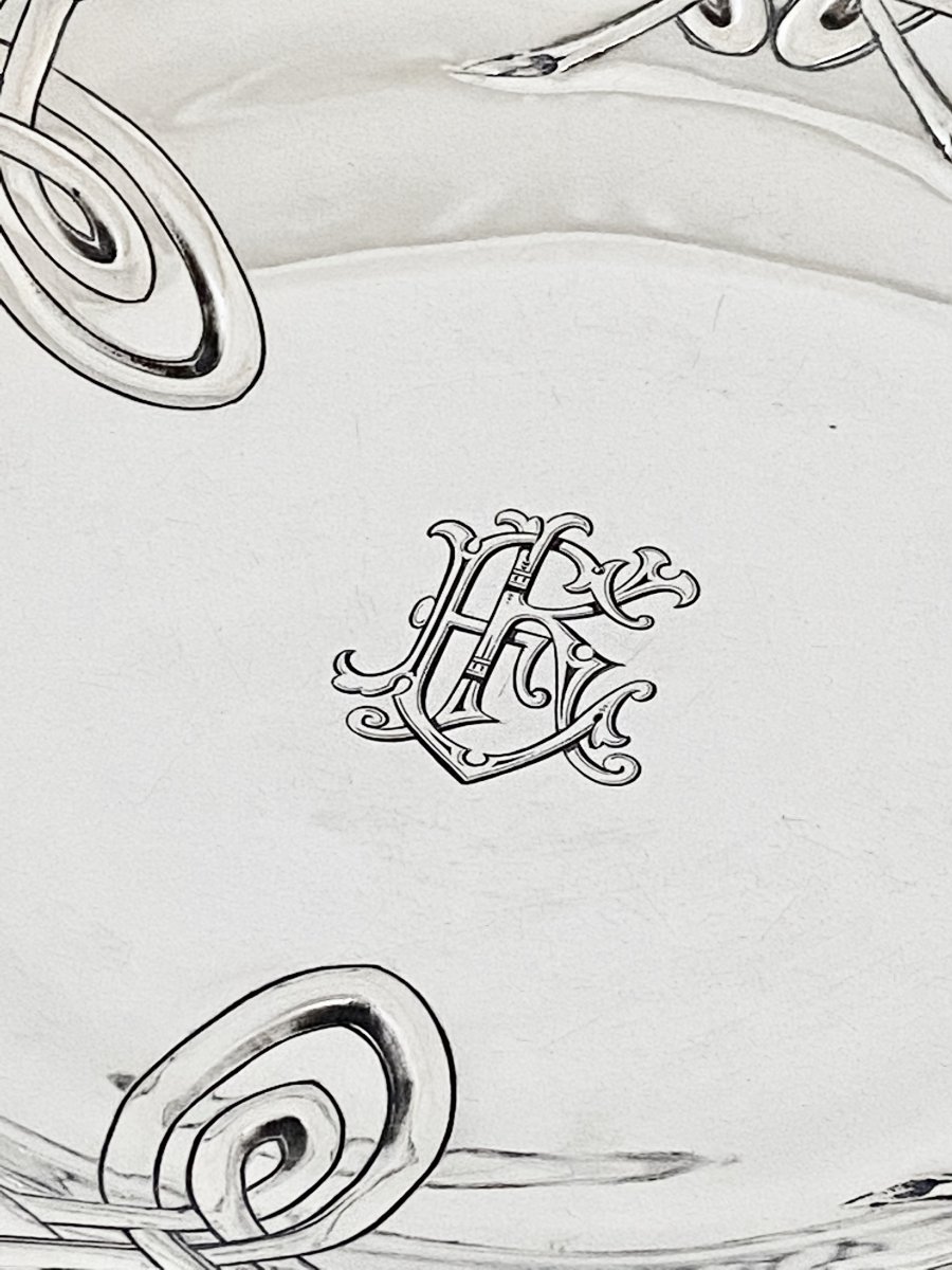 Pair Of Art Nouveau Prentation Dishes , Sterling Silver, France 1890-1900, Alphonse Debain-photo-7