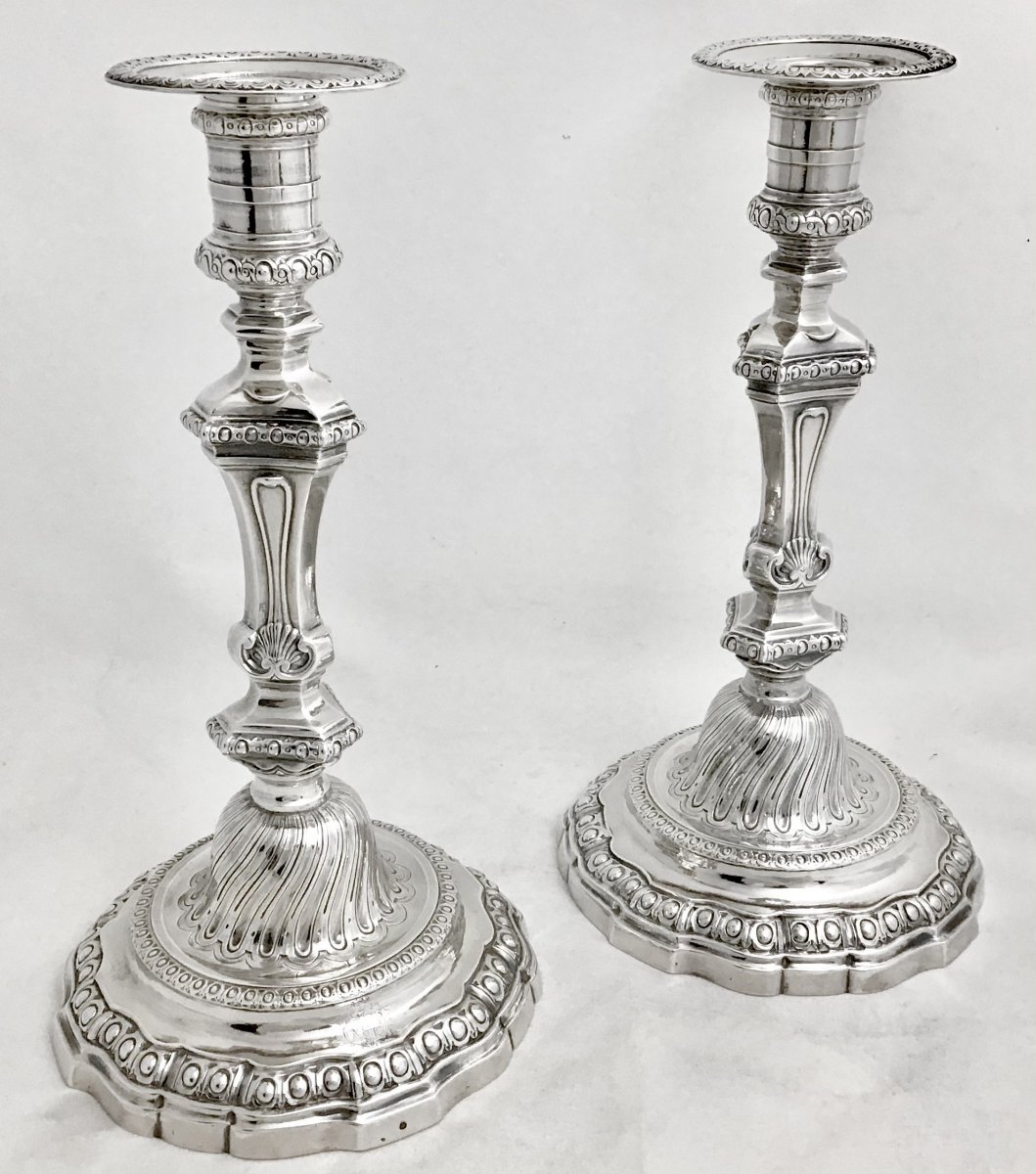Louis XV Candlesticks J.-f. Balzac, Paris 1756, Sterling Silver-photo-2