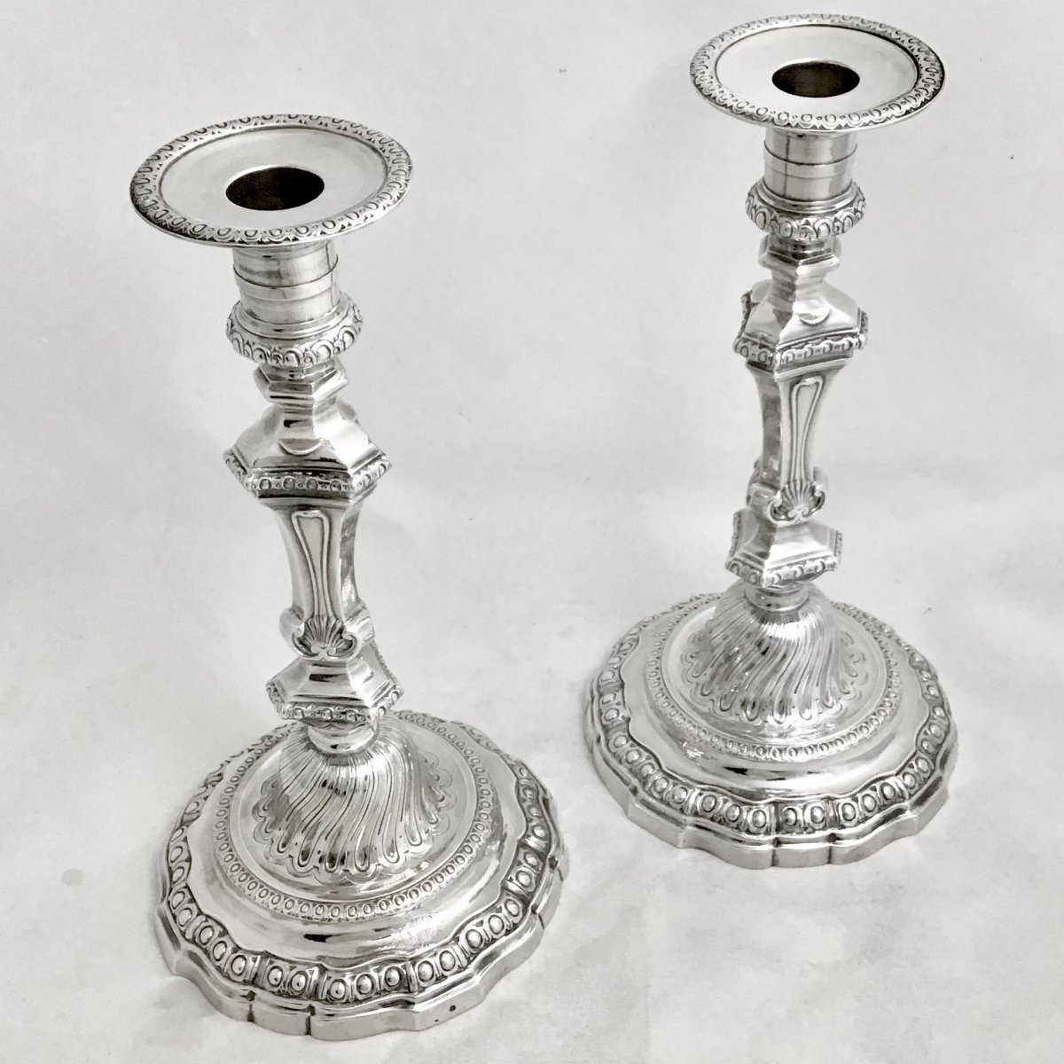 Louis XV Candlesticks J.-f. Balzac, Paris 1756, Sterling Silver-photo-3