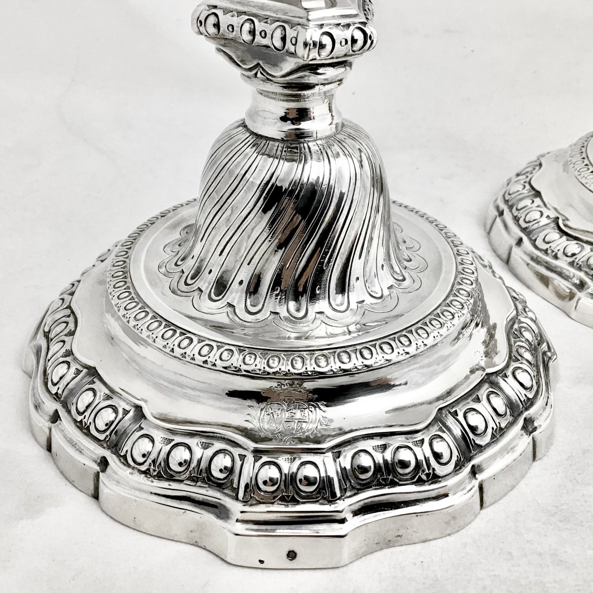 Louis XV Candlesticks J.-f. Balzac, Paris 1756, Sterling Silver-photo-1