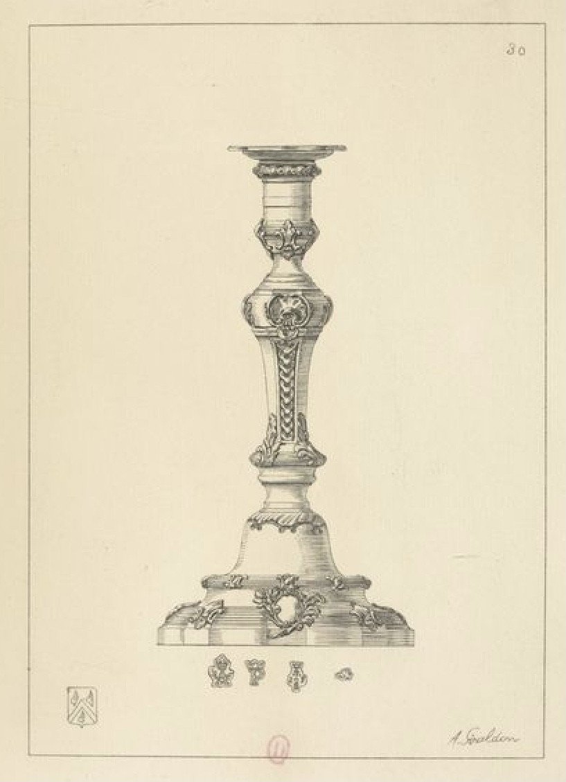 Paire De Flambeaux Louis XV, Alexis Loir , Paris 1752, Argent Massif -photo-6