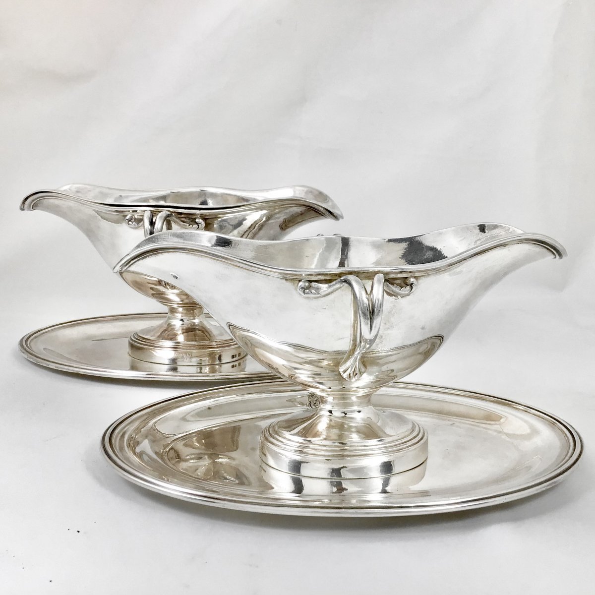 Pair Of Christofle Sauce Boats,  Arms Of Count De Meeûs d'Argenteuil, Paris Around 1890-photo-7