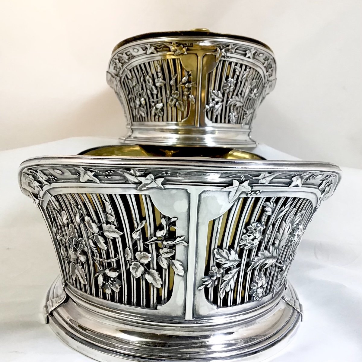 Paire De Jardinières Louis XVI, Argent Massif, France Vers 1890-1910-photo-6