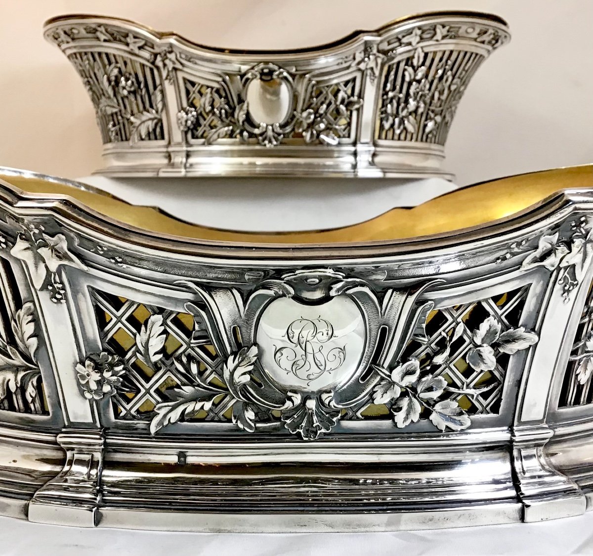 Paire De Jardinières Louis XVI, Argent Massif, France Vers 1890-1910-photo-8
