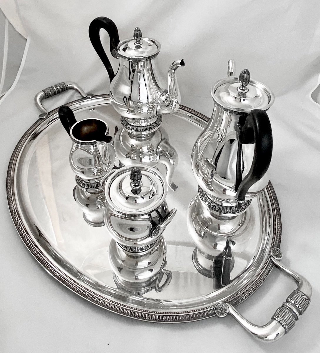 Coffee Set On Tray, Malmaison, Christofle-photo-3