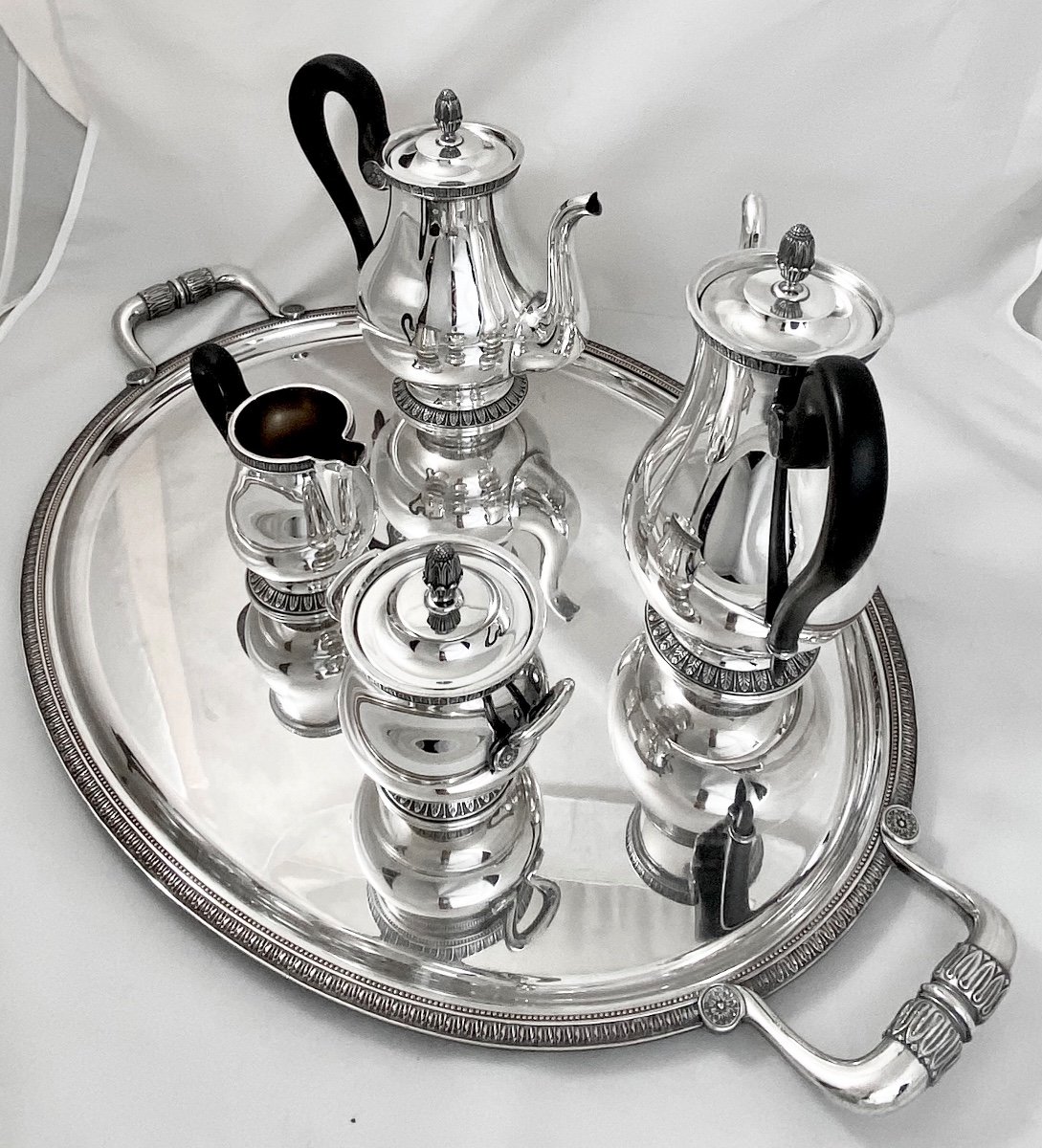 Coffee Set On Tray, Malmaison, Christofle-photo-6