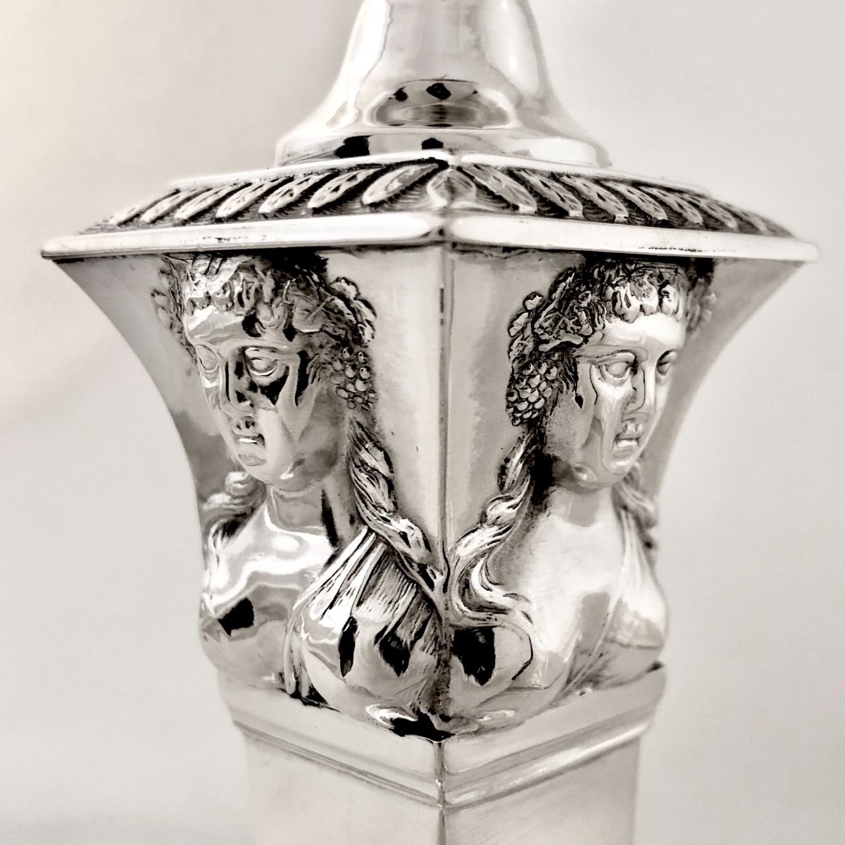 Paire De Flambeaux Empire, Argent Massif, Orfèvre François Drion, Liège Vers 1830-photo-3