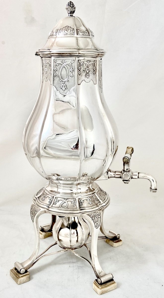 Sterling Silver Samovar Or Tea Urn , Belgium Around 1900 -photo-3