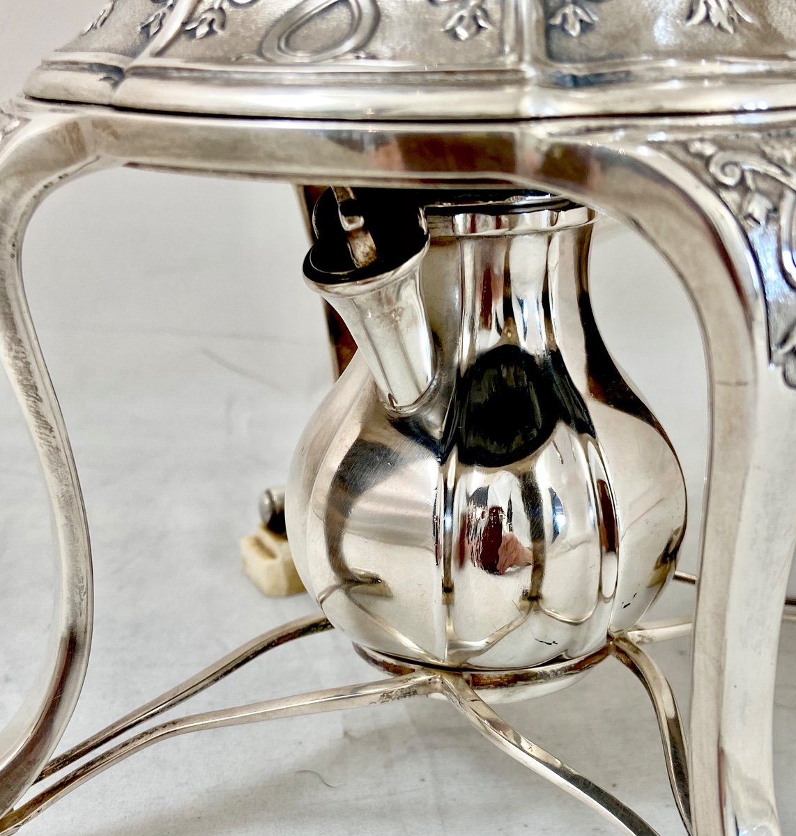 Sterling Silver Samovar Or Tea Urn , Belgium Around 1900 -photo-4