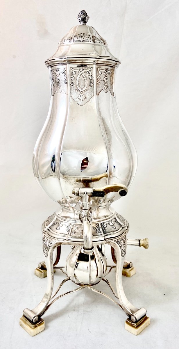 Sterling Silver Samovar Or Tea Urn , Belgium Around 1900 -photo-5