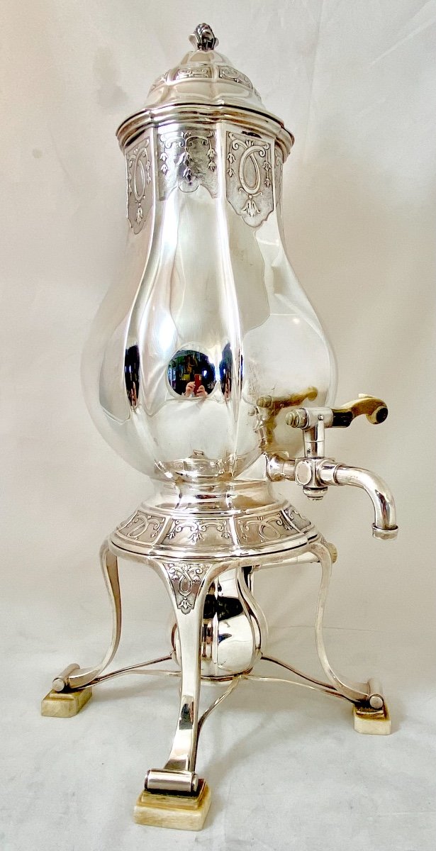 Sterling Silver Samovar Or Tea Urn , Belgium Around 1900 -photo-6