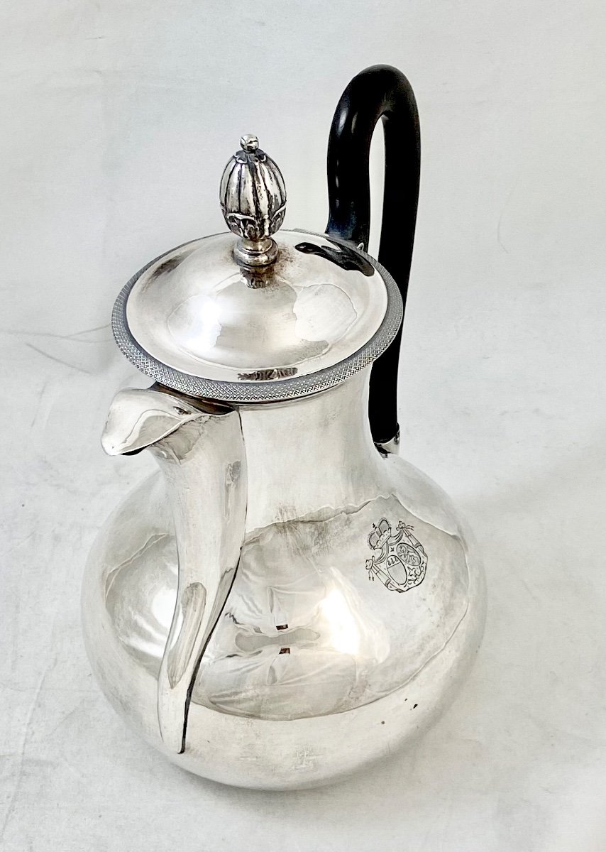 Coffee Pot In Sterling Silver With Ducal Coat Of Arms ,ursel  Family  , Liège 1840-photo-4