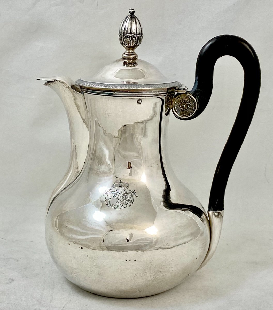 Coffee Pot In Sterling Silver With Ducal Coat Of Arms ,ursel  Family  , Liège 1840-photo-5