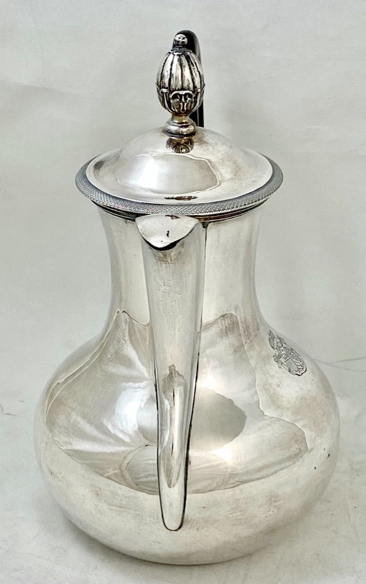Coffee Pot In Sterling Silver With Ducal Coat Of Arms ,ursel  Family  , Liège 1840-photo-6