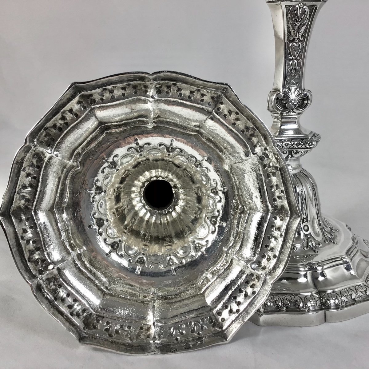 Pair Of Louis XVI Torches, Paris 1774, J. Famechon, Sterling Silver-photo-5