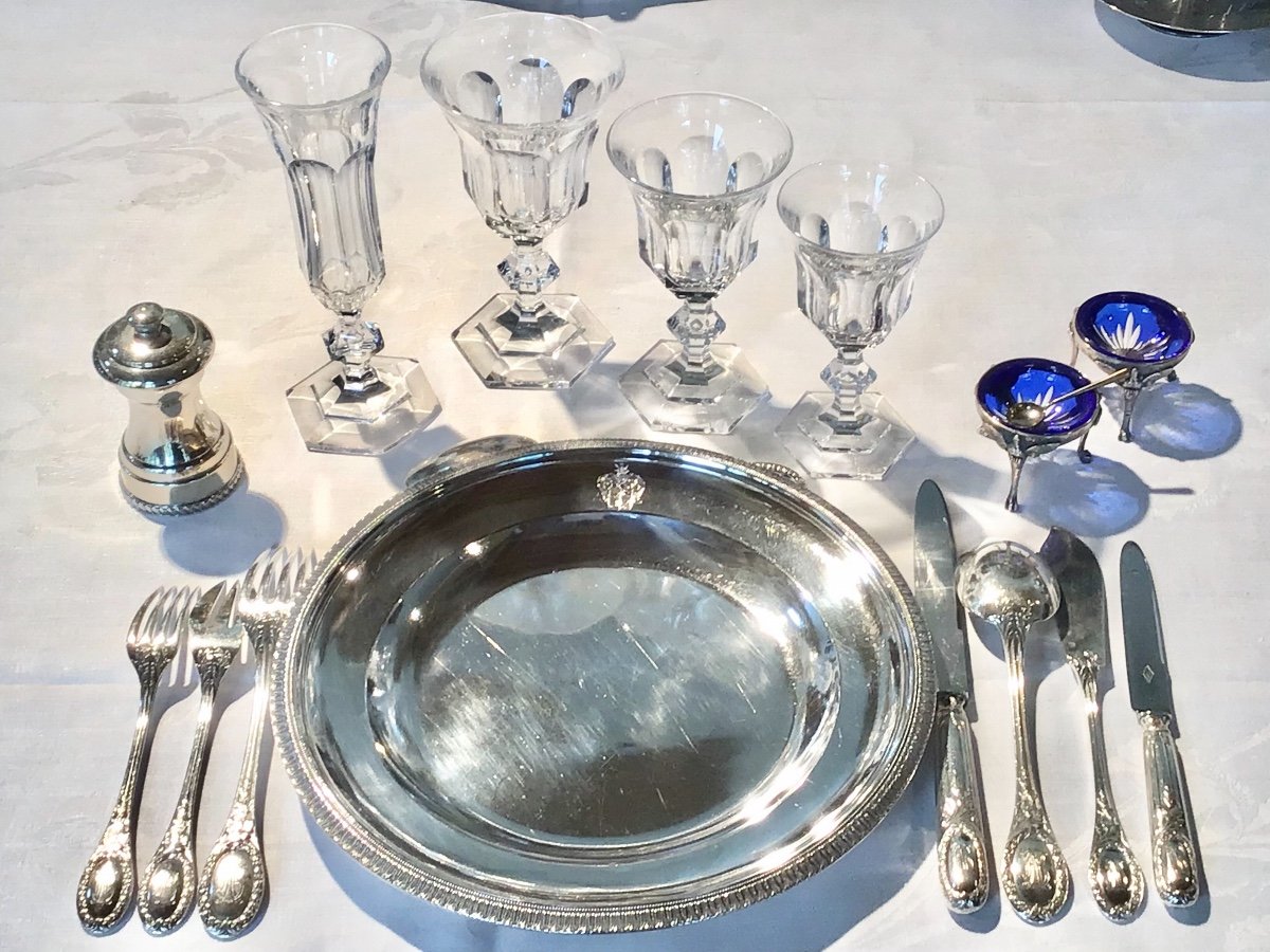8 Plates With Rothschild Arms, Paris 1817-1819, G.a.bompart , 950 % Sterling Silver  -photo-6