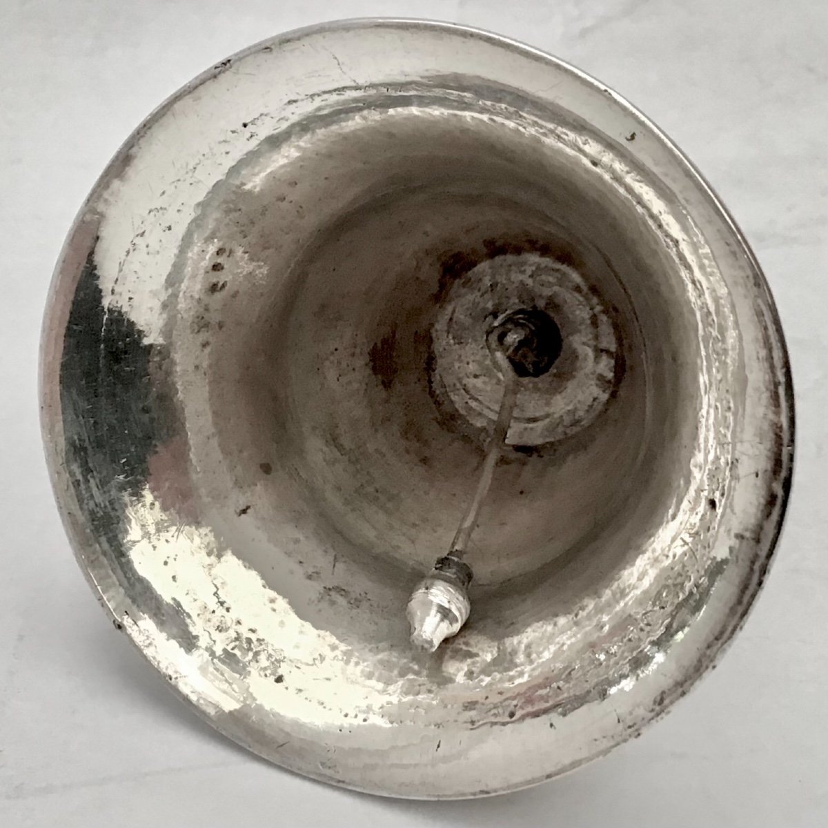 Table Bell, Louis XIV Period, Silver Plated Metal, France-photo-3