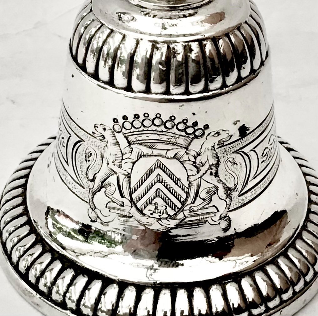 Table Bell, Louis XIV Period, Silver Plated Metal, France-photo-7