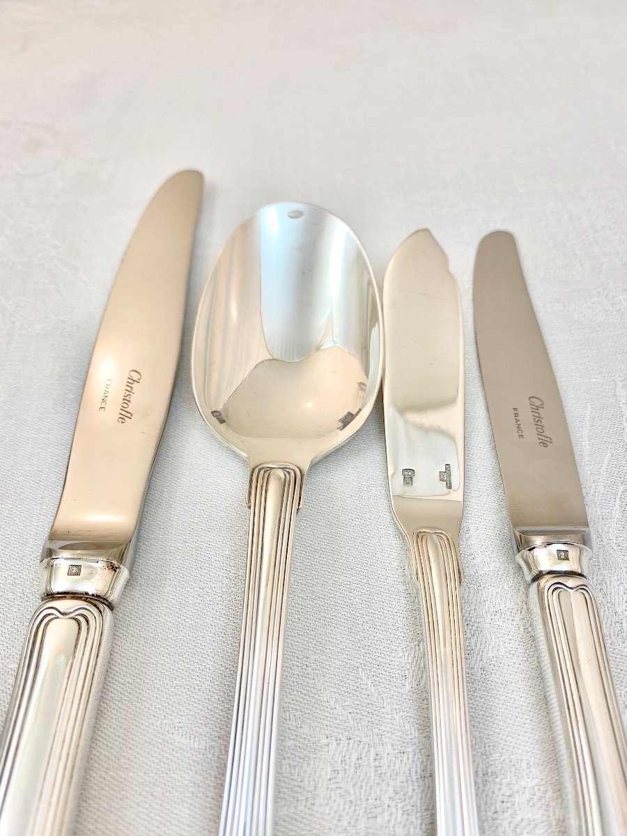 Cutlery Set Port Royal De Christofle, 125 Pieces, Silver Plated, Complete For 12 People-photo-2