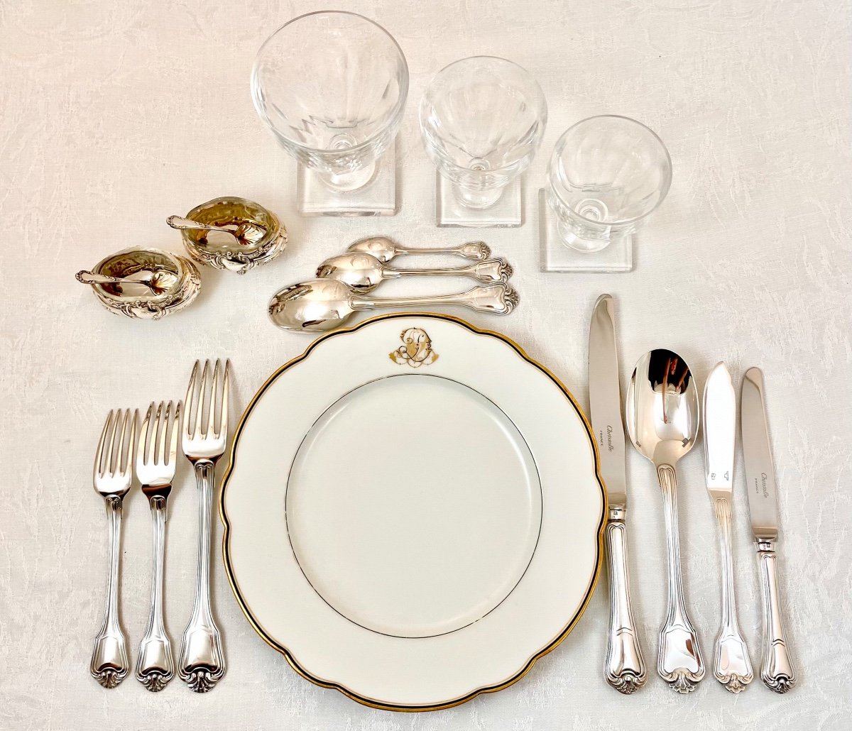 Cutlery Set Port Royal De Christofle, 125 Pieces, Silver Plated, Complete For 12 People-photo-6